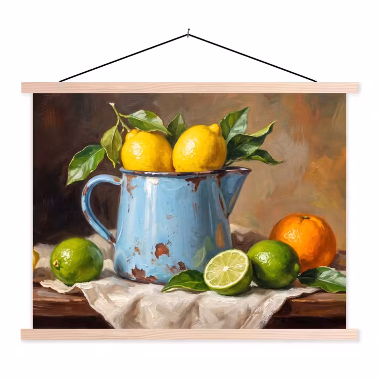 Hanging Poster - Food - Still Life - Classical - Eten - Stilleven - Klassiek textielposter latten blank klein