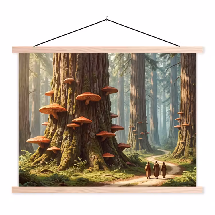 Hanging Poster - Forest - Trees - Nature - Bos - Bomen - Natuur textielposter latten blank klein