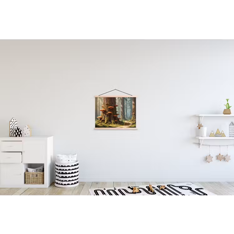 Hanging Poster - Forest - Trees - Nature - Bos - Bomen - Natuur textielposter latten blank klein