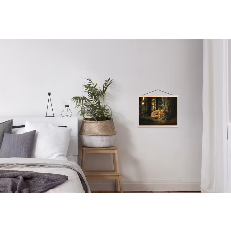 Vos - Bos - Slapen textielposter latten blank klein -woonkamer