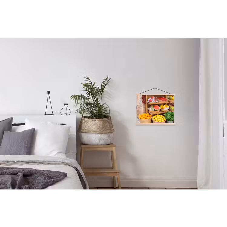 Hanging Poster - Fruit - Market - Fresh - Fruit - Markt - Vers textielposter latten blank klein
