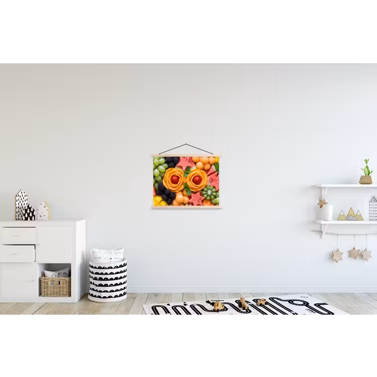 Fruit - Variatie - Kleurrijk - Vers - Eten textielposter latten blank klein -kinderkamer