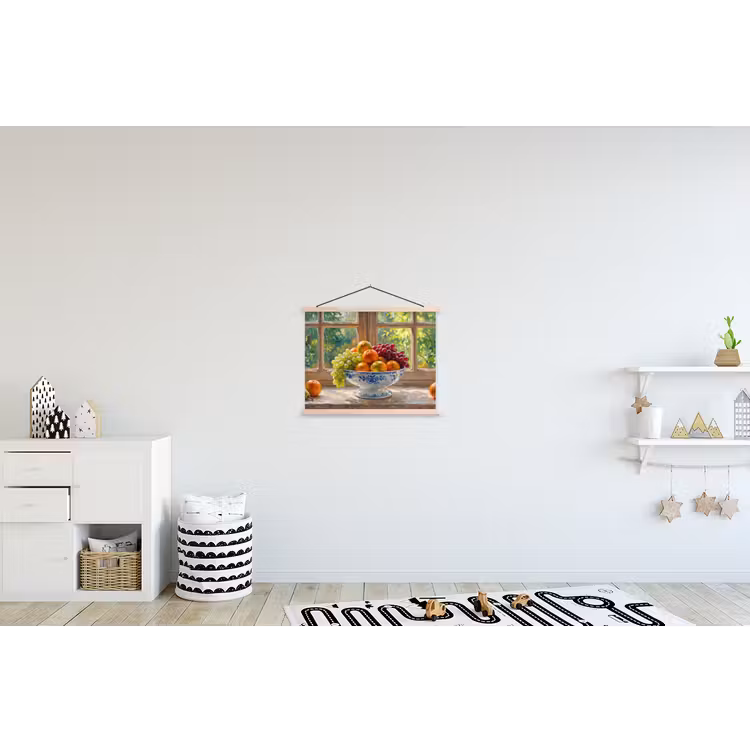Hanging Poster - Fruit - Windowsill - Nature - Fruit - Vensterbank - Natuur textielposter latten blank klein