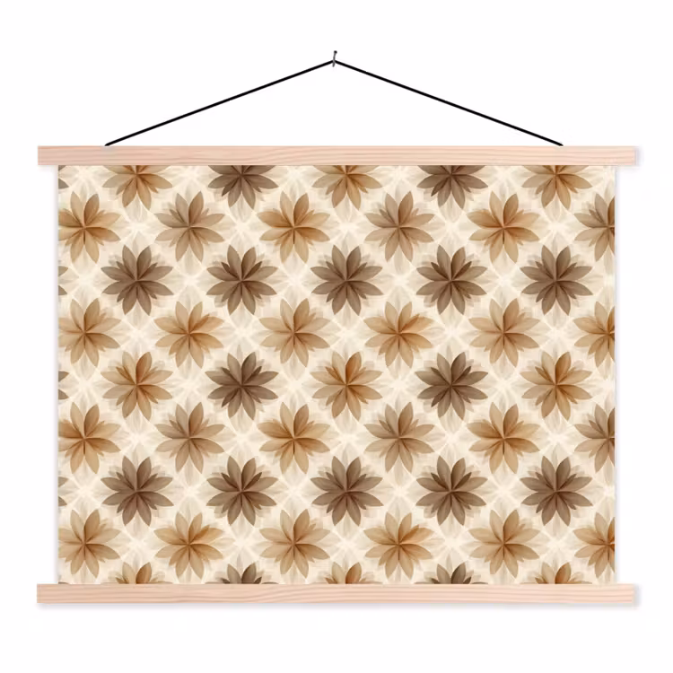 Geografisch - Patroon - Bruin textielposter latten blank klein 122 -3d
