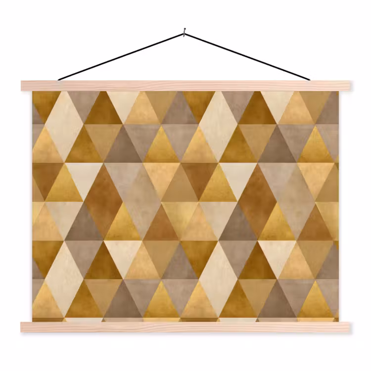 Geometrisch - Driehoek - Goud textielposter latten blank klein 122 -3d