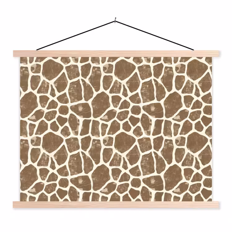 Giraf - Klassiek - Bruin textielposter latten blank klein 122 -3d