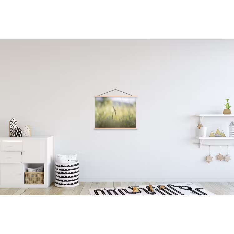 Graan - Aar - Natuur - Groen - Detail textielposter latten blank klein -kinderkamer