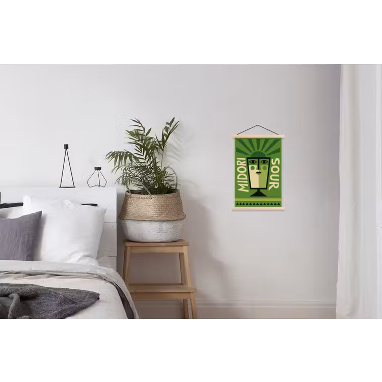 Grafisch - Art - Cocktail - Groen textielposter latten blank klein -woonkamer