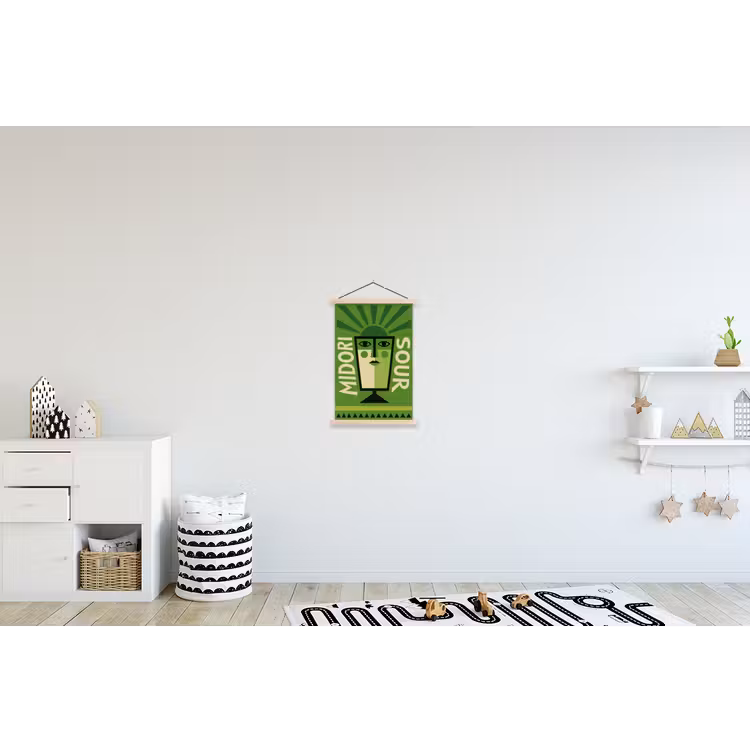 Grafisch - Art - Cocktail - Groen textielposter latten blank klein -kinderkamer