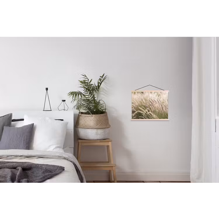 Gras - Close up - Groen textielposter latten blank klein -woonkamer