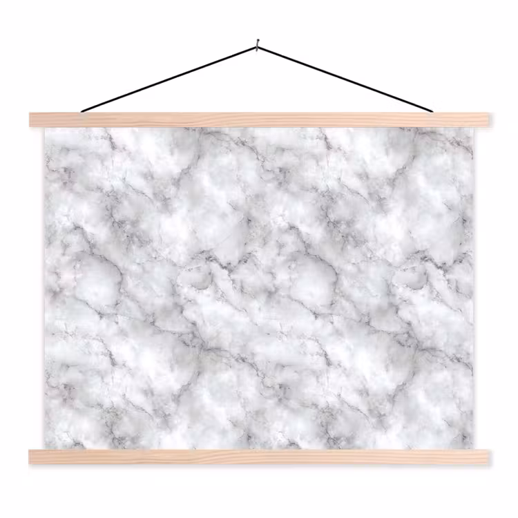 Grijs - Marmer - Klassiek - Aders textielposter latten blank klein 122 -3d