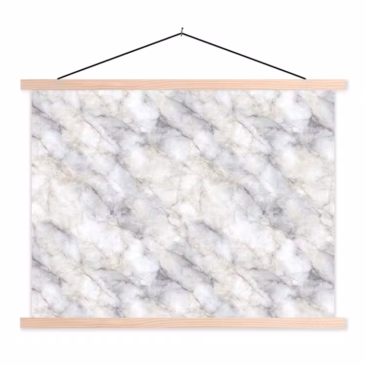 Grijs - Marmer - Gedetailleerd textielposter latten blank klein 122 -3d