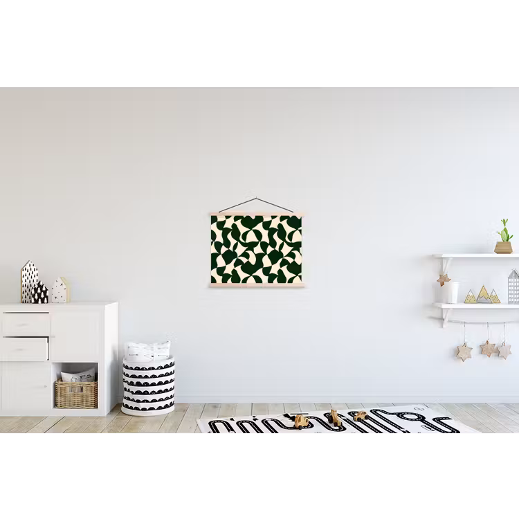 Groen - Organische vlakken - Crème textielposter latten blank klein 122 -kinderkamer