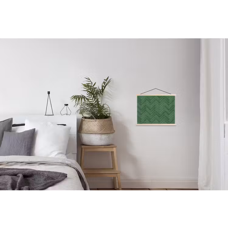 Visgraat - Wandtegel - Bosgroen textielposter latten blank klein 122 -woonkamer