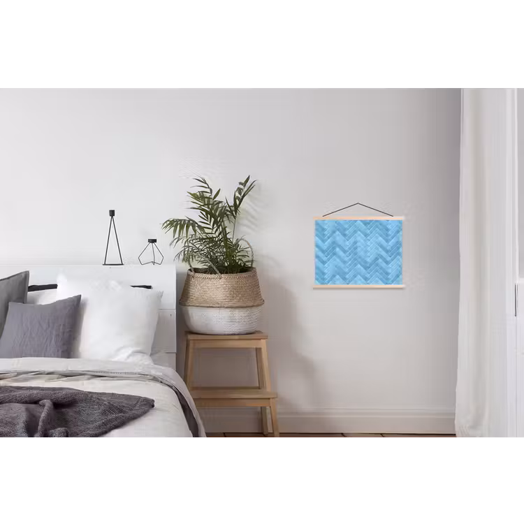 Visgraat - Wandtegel - Lichtblauw textielposter latten blank klein 122 -woonkamer