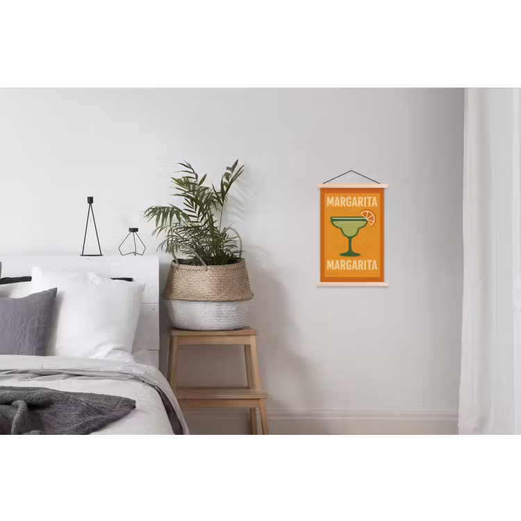 Illustratie - Margarita - Sinaasappelschijf - Oranje textielposter latten blank klein -woonkamer