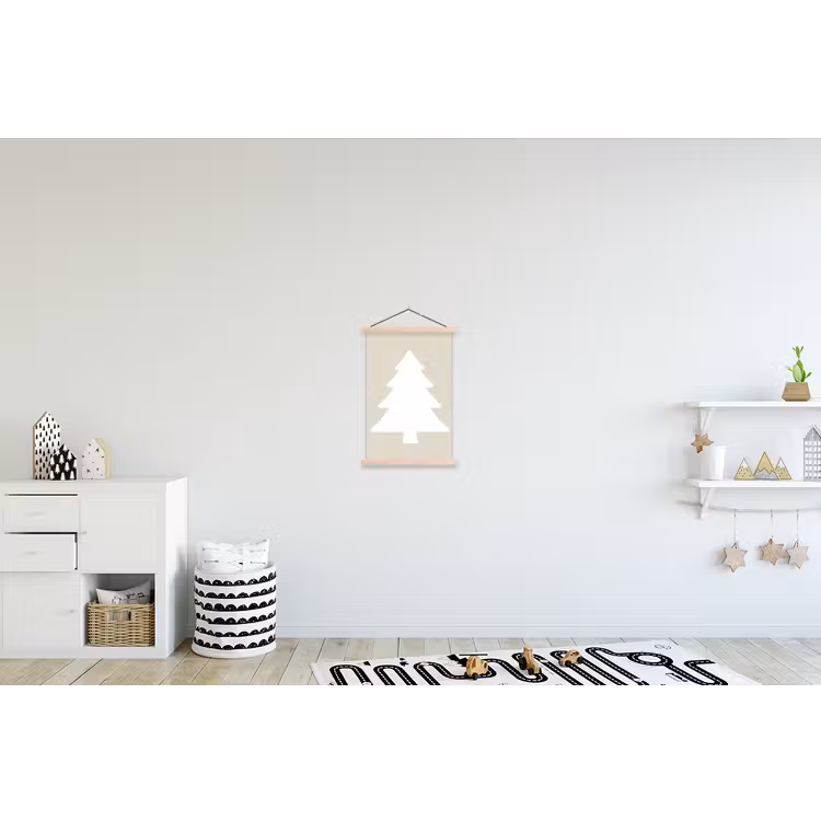 Japandi - Kerstboom - Beige - Kerstversiering textielposter latten blank klein -kinderkamer