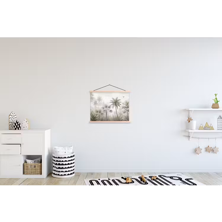 Jungle - Palmbomen - Natuur textielposter latten blank klein -kinderkamer