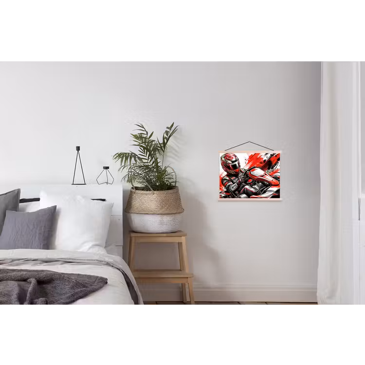 Kart - Coureur - Snelheid - Rood textielposter latten blank klein -woonkamer