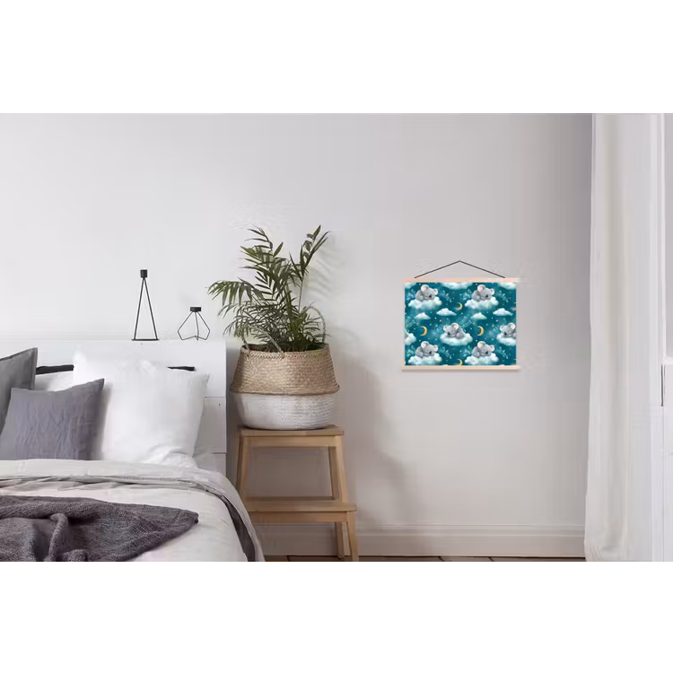 Koala's - Betoverend - Blauw textielposter latten blank klein 122 -woonkamer