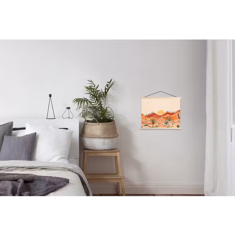 Landschap - Heuvels - Zonsondergang textielposter latten blank klein -woonkamer