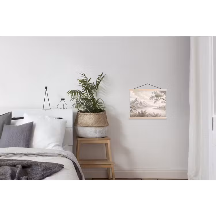 Landschap - Bergen - Meer - Natuur textielposter latten blank klein -woonkamer