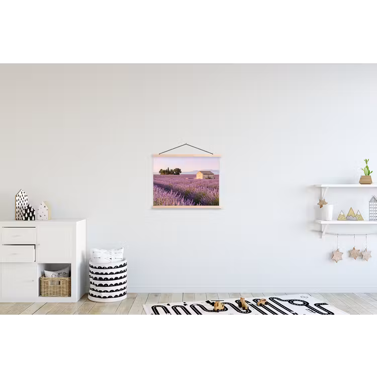Lavendel - Landschap - Sereen - Paars textielposter latten blank klein -kinderkamer