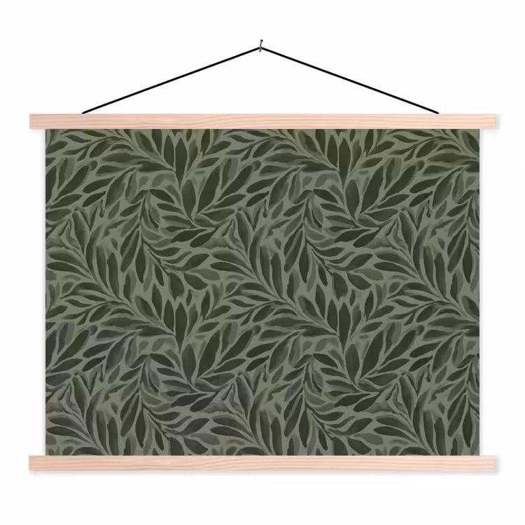 Bladeren - Organisch - Groen textielposter latten blank klein 122 -3d