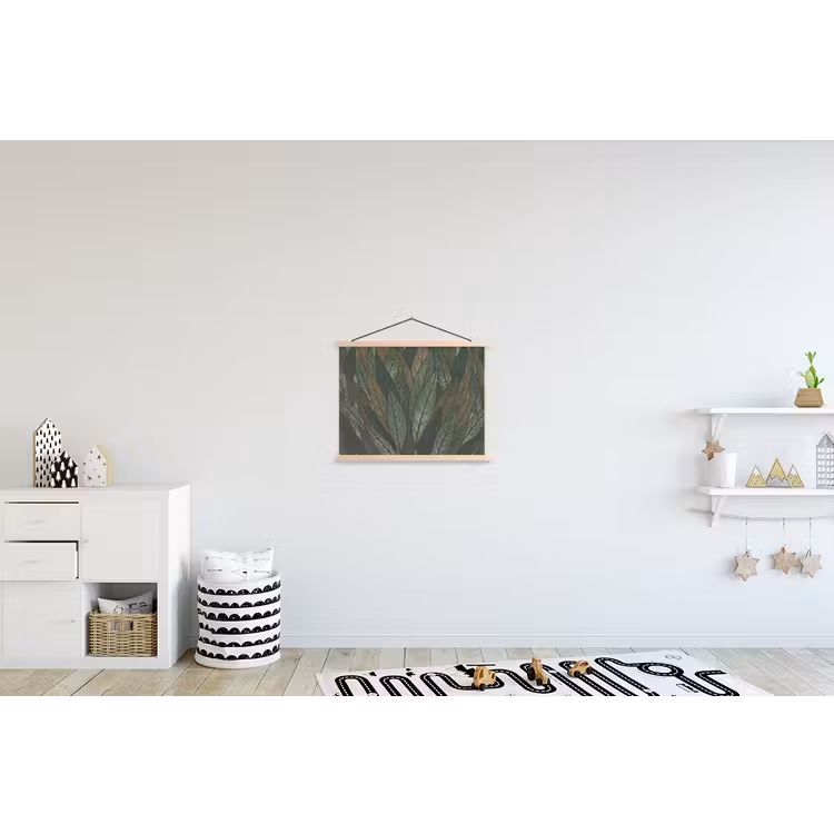 Bladeren - Patroon - Gestippeld - Natuur - Groen textielposter latten blank klein -kinderkamer
