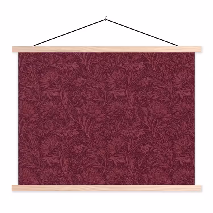 Bladeren - Patroon - Paars textielposter latten blank klein 122 -3d