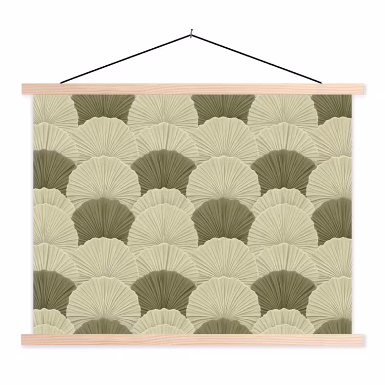 Bladeren - Structuur - Groen textielposter latten blank klein 122 -3d
