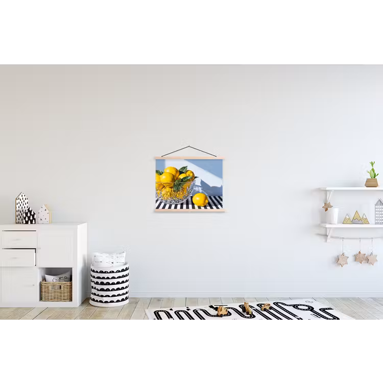 Hanging Poster - Lemons - Fruit - Yellow - Citroenen - Fruit - Geel textielposter latten blank klein