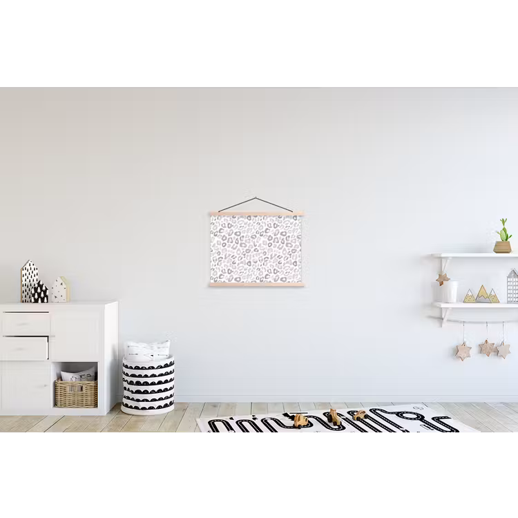 Luipaard - Motief - Grijs textielposter latten blank klein 122 -kinderkamer
