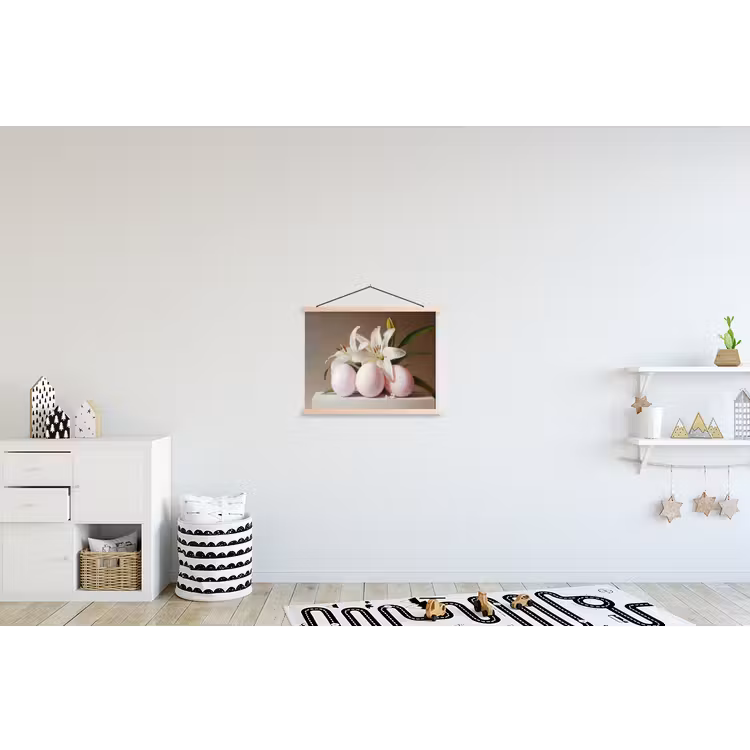Lelies - Eieren - Pasen textielposter latten blank klein -kinderkamer