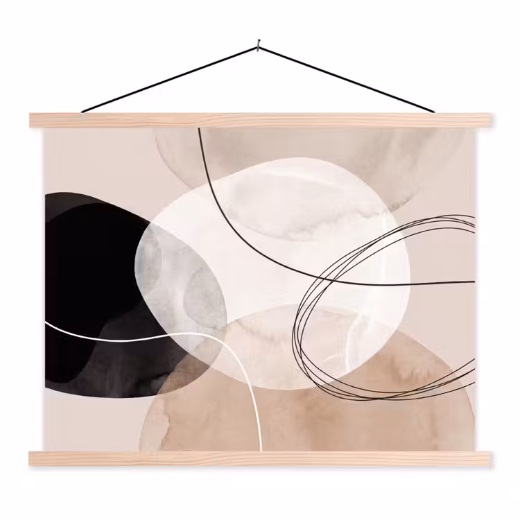 Hanging Poster - Lines - Wavy - Art - Lijnen - Golvend - Kunst textielposter latten blank klein