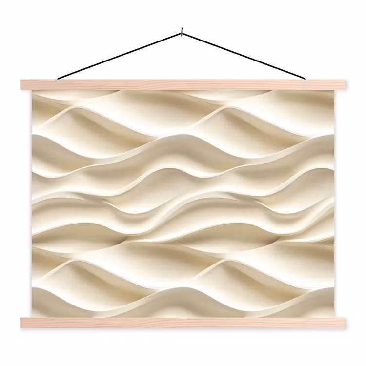 Lijnen - Golvend - Crème textielposter latten blank klein 122 -3d