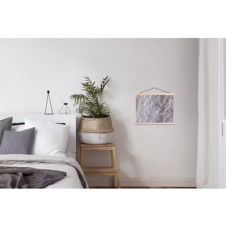 Marmer - Ader - Patroon - Abstract - Grijs textielposter latten blank klein -woonkamer