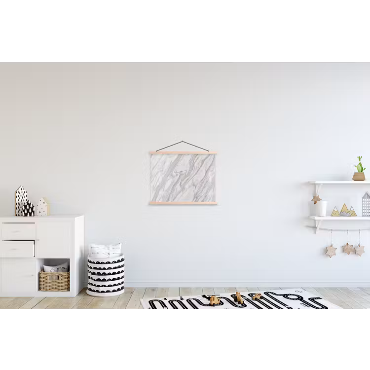 Marmer - Wit - Grijs - Structuur - Modern textielposter latten blank klein -kinderkamer
