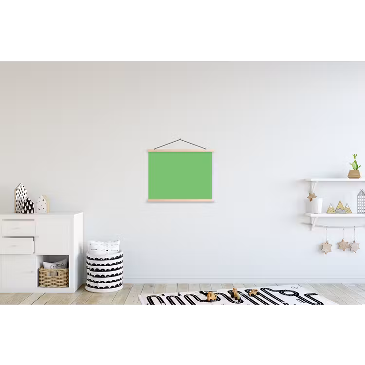 Meadow - Green - Groen textielposter latten blank klein 122 -kinderkamer