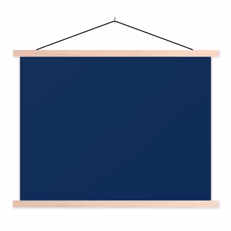 Midnight - Navy - Blauw textielposter latten blank klein 122 -3d