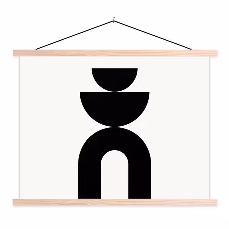 Hanging Poster - Minimalist - Art - White - Minimalistisch - Kunst - Wit textielposter latten blank klein