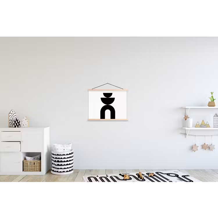 Hanging Poster - Minimalist - Art - White - Minimalistisch - Kunst - Wit textielposter latten blank klein