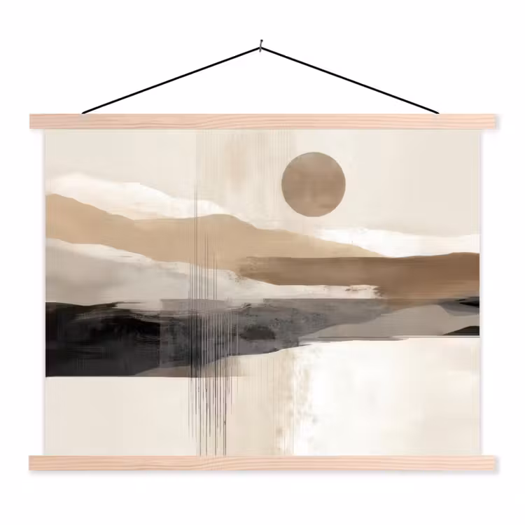 Minimalistisch - Landschap - Dimensie textielposter latten blank klein -3d