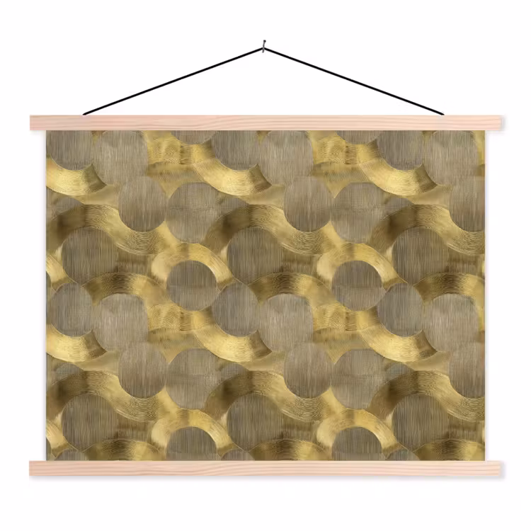 Modern - Geometrisch - Goud textielposter latten blank klein 122 -3d