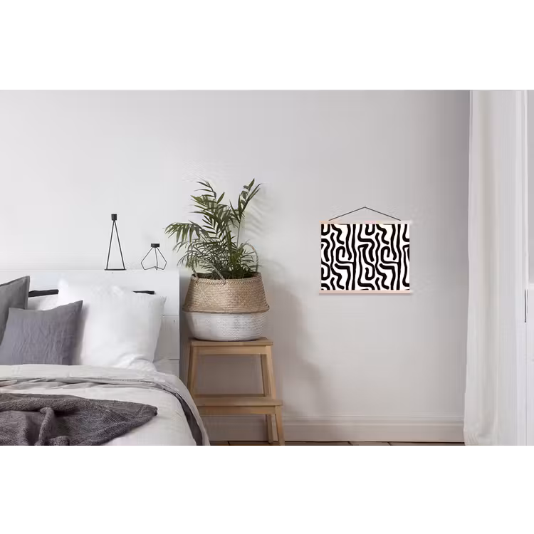 Modern - Lijnen - Zwart textielposter latten blank klein 122 -woonkamer