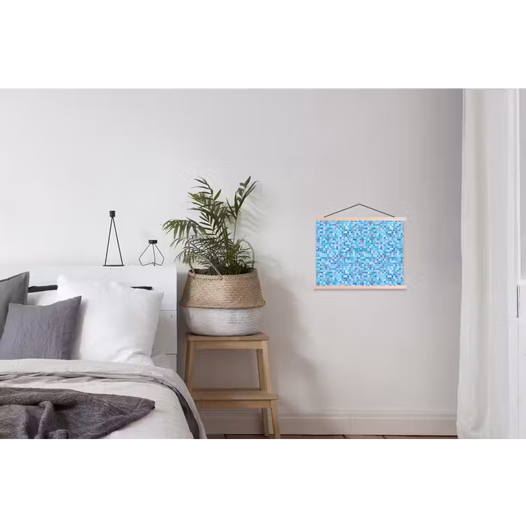 Mozaïek - Patroon - Turquoise textielposter latten blank klein 122 -woonkamer