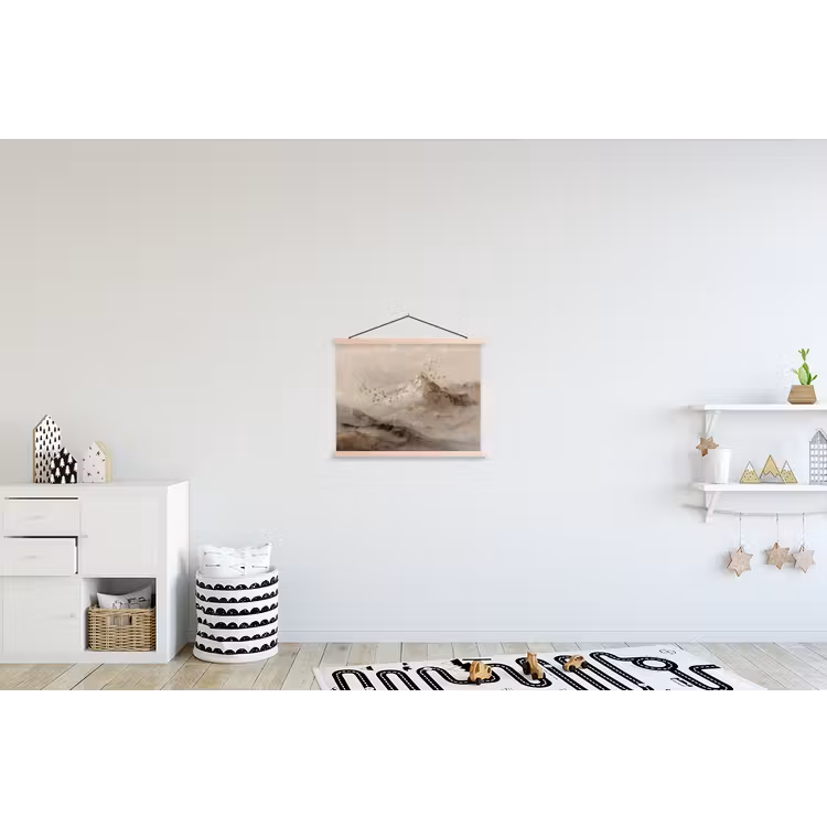 Berglandschap - Mist  - Penseelstreken textielposter latten blank klein -kinderkamer