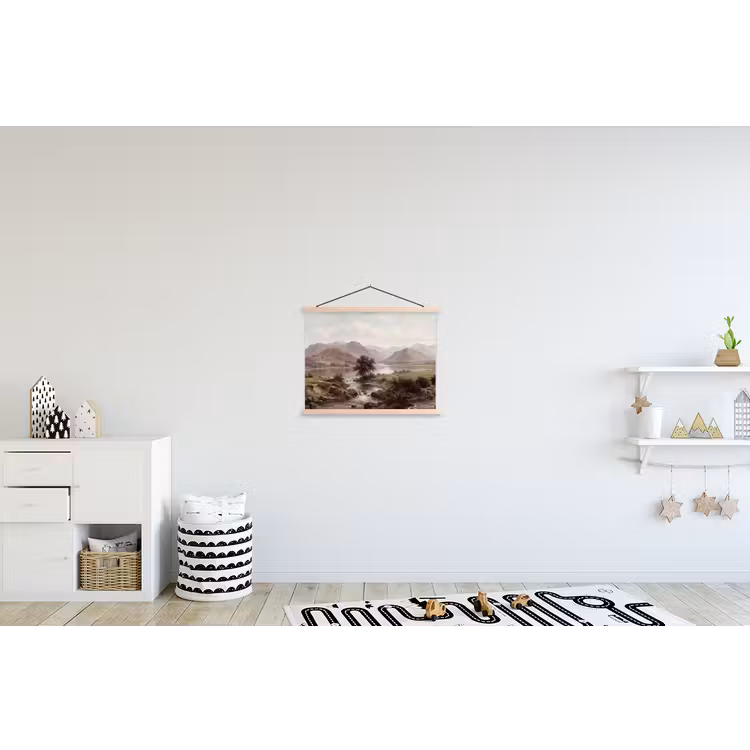 Berglandschap - Meer - Bergen - Vallei - Klassiek textielposter latten blank klein -kinderkamer