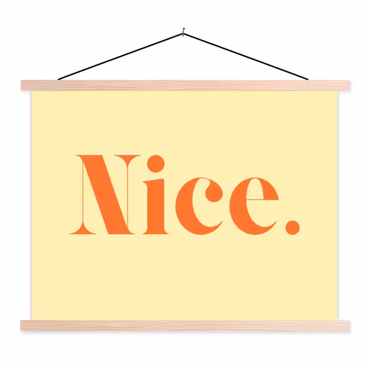 Nice - Oranje - Geel - Minimalistisch textielposter latten blank klein -3d