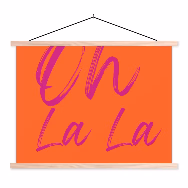 Oh la la - Oranje - Roze - Grafisch textielposter latten blank klein -3d